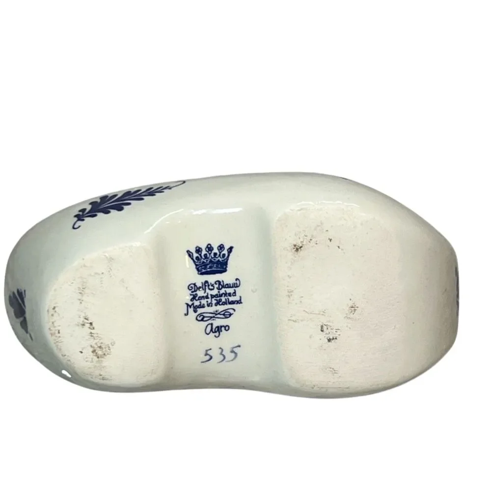 Delft Table Lighter Blauw Hand-Painted Ceramic Clog Holland Agro 535 Vintage